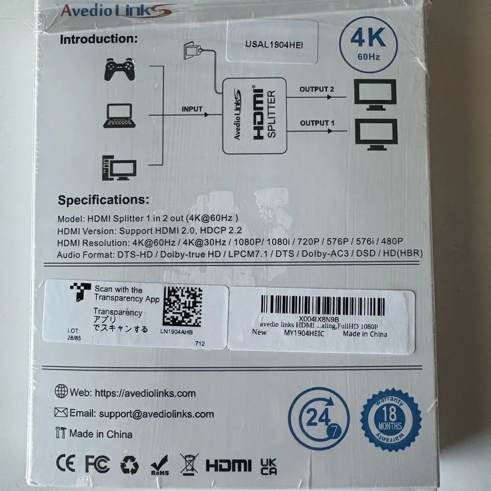 Avedio Links - HDMI Splitter 4K@60Hz